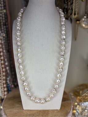 Vintage Faux Pearl Necklace Long Strand Jewelry
